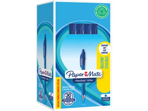 Papermate Flexgrip Ultra Retractable Medium Blauw 30+6 Gratis