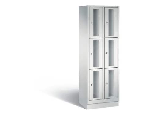 Lockerkast 1800x610x500mm 2x3 vakken Cilinderslot, Sokkel, RAL7035