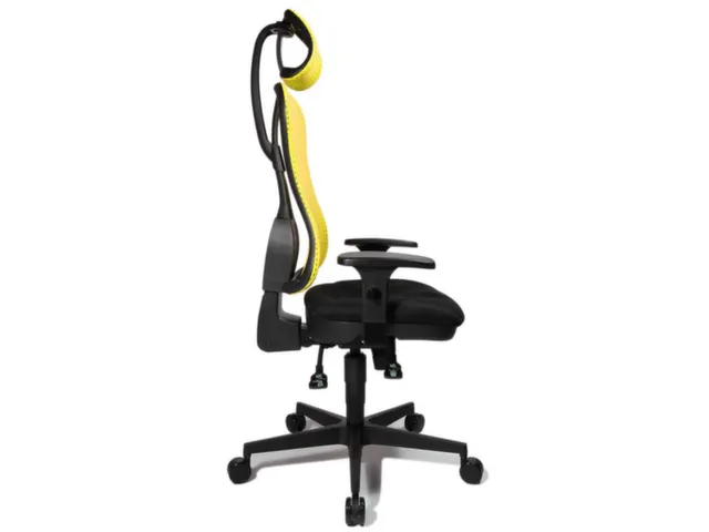 Siège Bureau Pivotant Assise Noir Dossier Maille Jaune
