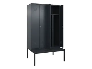 PBM-locker met bank,HxBxD 2120x1200x815mm,4vak,vak B 300mm,cil.-slot - 2