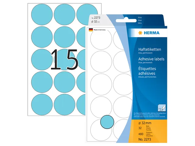 HERMA 2273 Multipurpose etiketten Rond 32mm Blauw 480 stuks