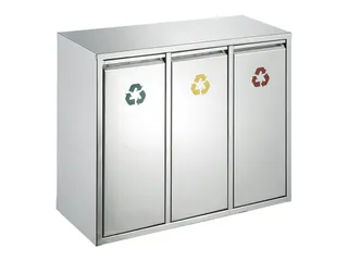 Recycling afvalbak 3x 15 liter Mat RVS - 1