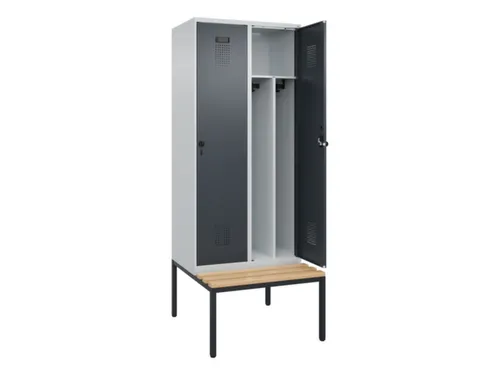 locker met bank,voor scheiding van kleding,HxBxD 2120x800x815mm,2vak