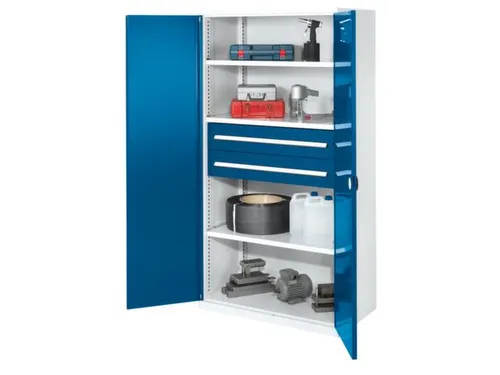 Materiaalkast Dubbelwandige Deur 1950x1000x600mm 3legb. 2laden Ral5010