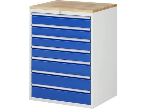 ladekast 1035x770x650mm 7laden cilinderslot RAL7035 RAL5010 beuken