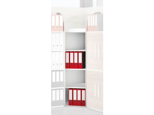 Hoekveld 1900x600mm 5legborden 1zijpaneel Met Achterwand Lichtgrijs
