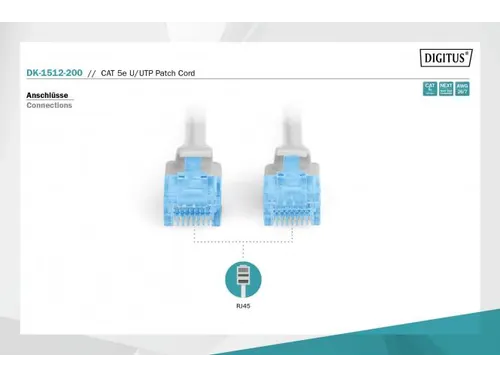 CAT 5e U-UTP Patchkabel PVC AWG 26/7 Lengte 20m Grijs