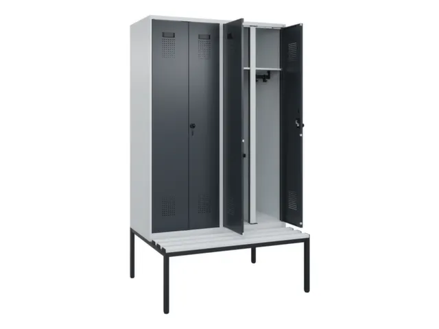 locker met bank,voor scheiding van kleding,HxBxD 2120x1200x815mm,4vak