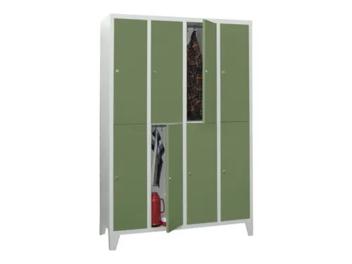 lockerkast,HxBxD 1850x1200x500mm,4x2vakken,RAL7035,front RAL6011