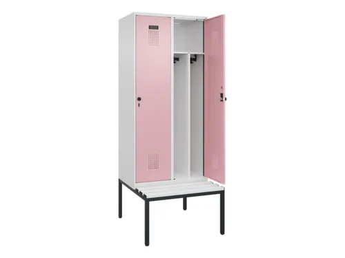 locker met bank,voor scheiding van kleding,HxBxD 2120x800x815mm,2vak