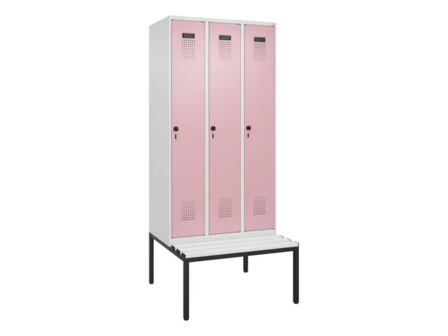 locker met bank,voor scheiding van kleding,HxBxD 2120x900x815mm,3vak