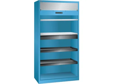 roldeurkast 1950x1000x580mm 4xStalen bodem 1lade cil.-slot RAL5012