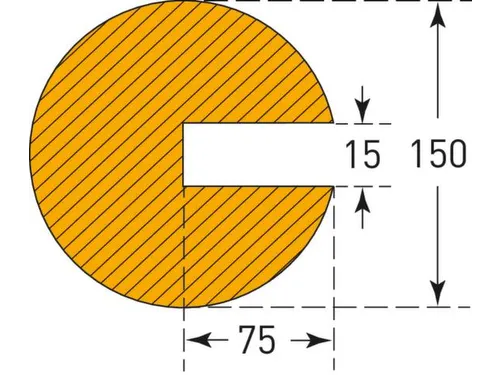 profielbescherming,cirkel,LxØ 1000x150mm,EVAC-schuim,geel/zwart