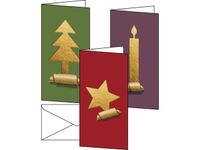 Kerstkaarten Sigel incl. envelop (goud), wit karton, mat buiten, mat v
