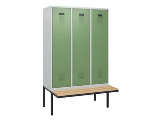locker met bank,HxBxD 1950x1200x815mm,3vak,vak B 400mm,cilinderslot - 2