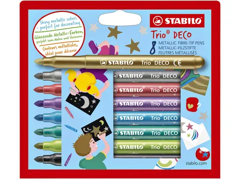 Viltstift STABILO Trio deco metallic assorti etui à 8 stuks