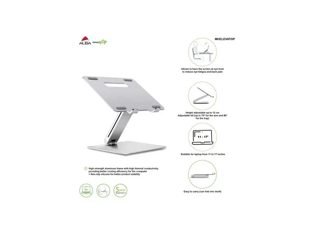 MHELEVATOP ergonomische laptopstandaard 360° draaibaar en verstelbaar