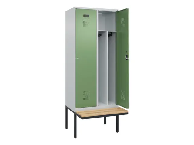 locker met bank,voor scheiding van kleding,HxBxD 2120x800x815mm,2vak