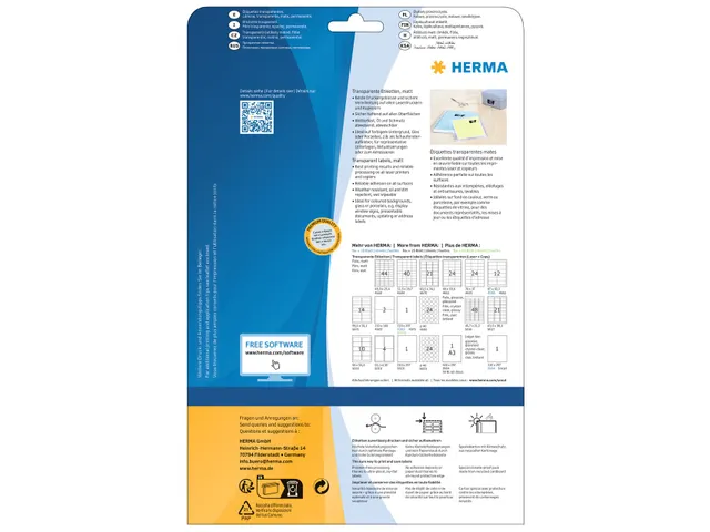 HERMA 4682 Transparante folie-etiketten Mat A4 97x42,3mm 300 stuks
