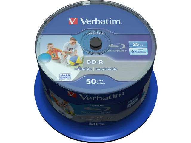 Verbatim Blue Ray Dvd 25Gb 6X 50 Stuks Cb Worm 43812 Cake Box Inkjet P