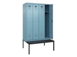 locker met bank,HxBxD 2120x1200x815mm,4vak,vak B 300mm,cilinderslot - 1