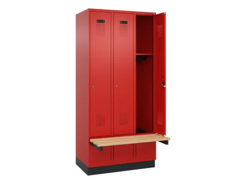 locker met bank,HxBxD 1950x900x815mm,3vak,vak B 300mm,cilinderslot