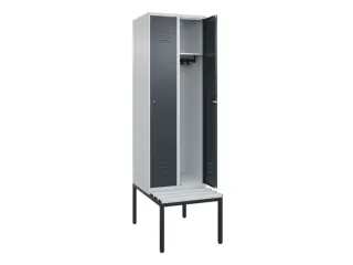 locker met bank,HxBxD 2120x600x815mm,2vak,vak B 300mm,cil.-slot - 2