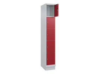 lockerkast,HxBxD 1950x300x500mm,1x5vakken,vak B 300mm,cil.-slot,sokkel - 1