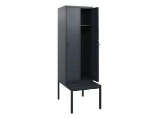 locker met bank,HxBxD 1950x600x815mm,2vak,vak B 300mm,draaigrendel - 2