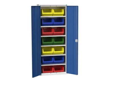 Systeemkast 2000x800x550mm 14bakken 6xlegbord RAL7035+RAL5010