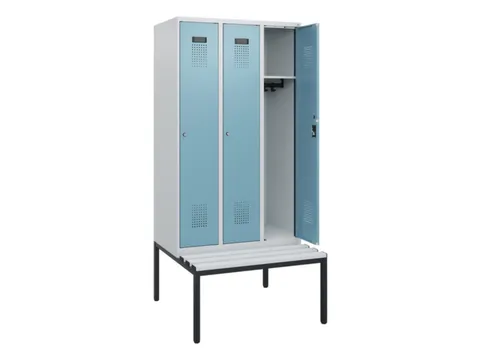 locker met bank,HxBxD 1950x900x815mm,3vak,vak B 300mm,cilinderslot