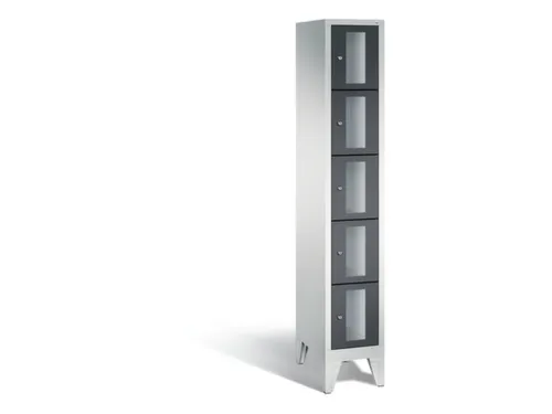 Lockerkast 1850x320x500mm 1x5 vakken Cilinderslot Poten, RAL7021