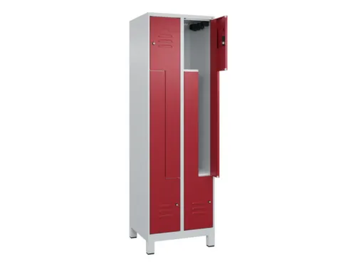 Z-garderobekast,HxBxD 1950x600x500mm,vak B 150/300mm,cil.-slot,voeten