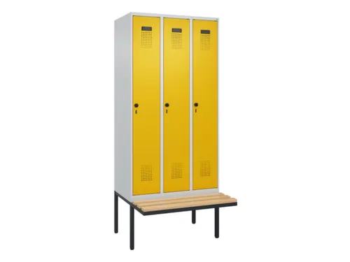 locker met bank,HxBxD 2120x900x815mm,3vak,vak B 300mm,draaigrendel
