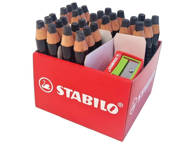 Whiteboardpotlood STABILO MARKdry incl 2 slijpers zwart classpack 30st