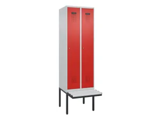 locker met bank,voor scheiding van kleding,HxBxD 2120x600x815mm,2vak - 2