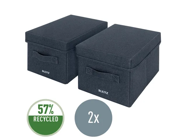 Boîte de rangement Leitz tissu avec couvercle 190x160x285mm gris 2pcs