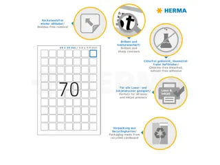HERMA 10105 Verwijderbare etiketten A4 24x24mm Wit 1750 stuks - 5