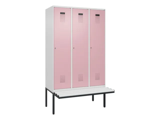 locker met bank,voor scheiding van kleding,HxBxD 2120x1200x815mm,3vak