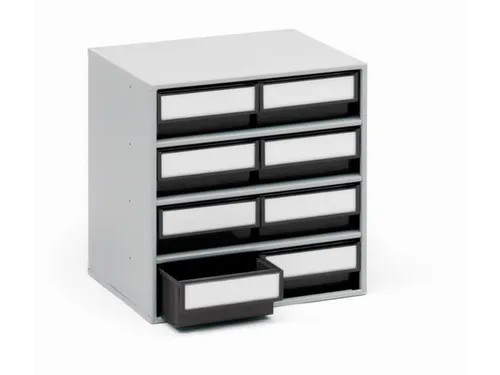 ESD-magazijnkast,HxBxD 395x400x300mm,8lade(n),laden zwart