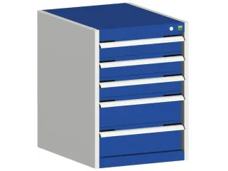 ladekast HxBxD 700x525x525mm 5laden romp RAL7035 front RAL5010 - 1