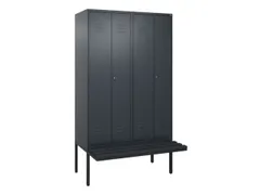 PBM-locker met bank,HxBxD 2120x1200x815mm,4vak,vak B 300mm,cil.-slot