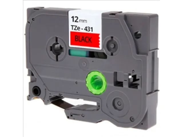 Labeltape Brother Compatible Tze-431 12Mm Zwart Op Rood