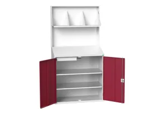 lessenaarkast achterwand 2000x1050x550mm 2 legbord/1lade/plank RAL3004 - 1