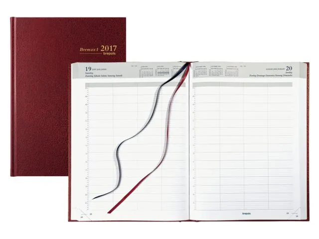 Agenda 2027 Brepols Bremax Santex A4 1dag/1pagina 4 kolommen bordeaux