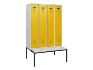 locker met bank,HxBxD 1950x1200x815mm,4vak,vak B 300mm,cilinderslot - 2