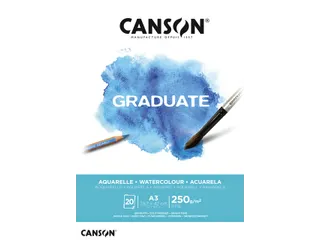 Aquarelpapier Canson Graduate Watercolour 20vel 250gr A3 natuurlijk wi - 1