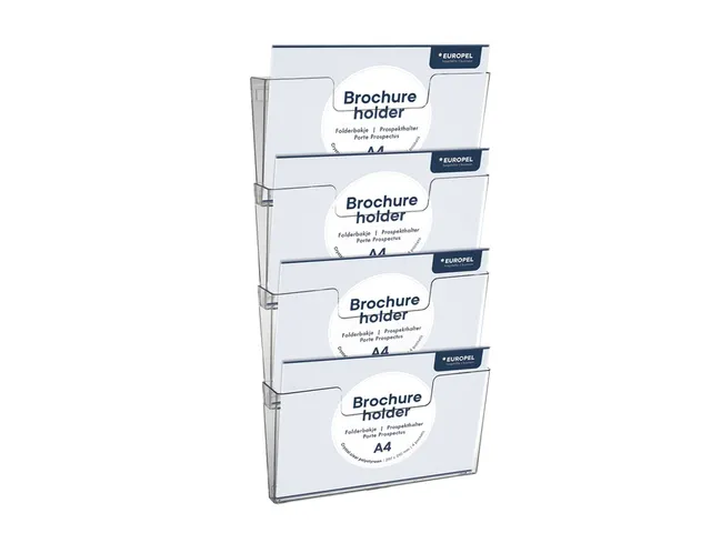 Folderhouder Europel 4x A4 wand liggend koppelbaar transparant
