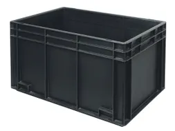ESD-stapelbak,HxLxB 420x600x400mm,80l,PP,zwart,Wanden gesloten
