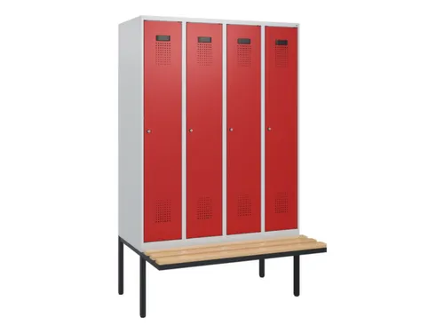 locker met bank,HxBxD 1950x1200x815mm,4vak,vak B 300mm,cilinderslot